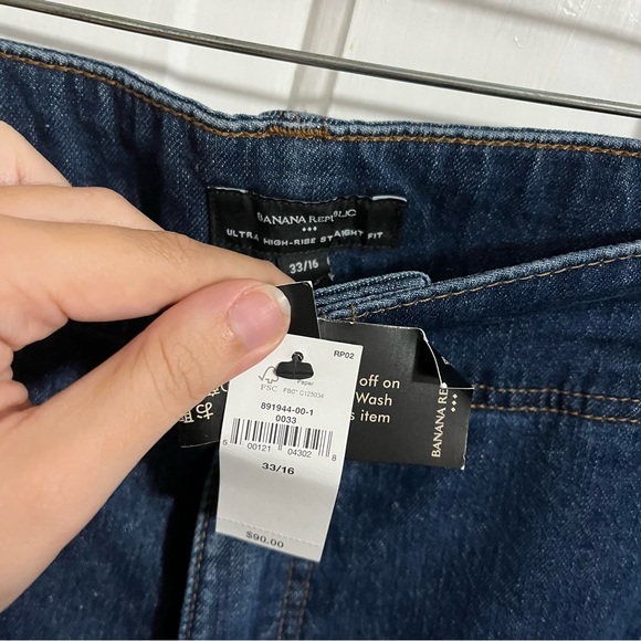 Banana Republic Factory Ultra High Rise Straight Jeans Dark Wash 16 33 Inches H2 - Picture 6 of 13